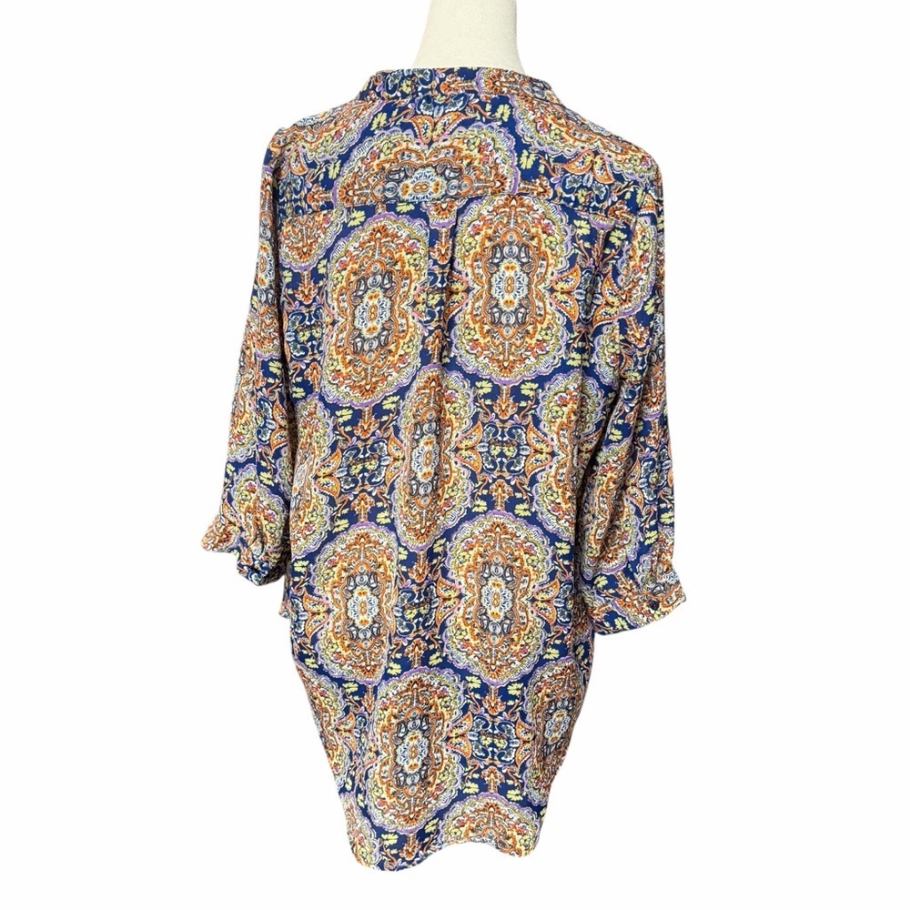 Antalia Femme Elegant Paisley Women's Blouse - Blue and Orange - Picture 2 of 7